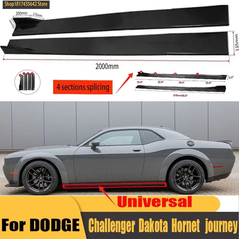 Universal Car Side Skirt 8 Pcs 2.2m Winglet Splitters Lip Side Spoiler For Dodge Ram Challenger Dakota Journey Hornet