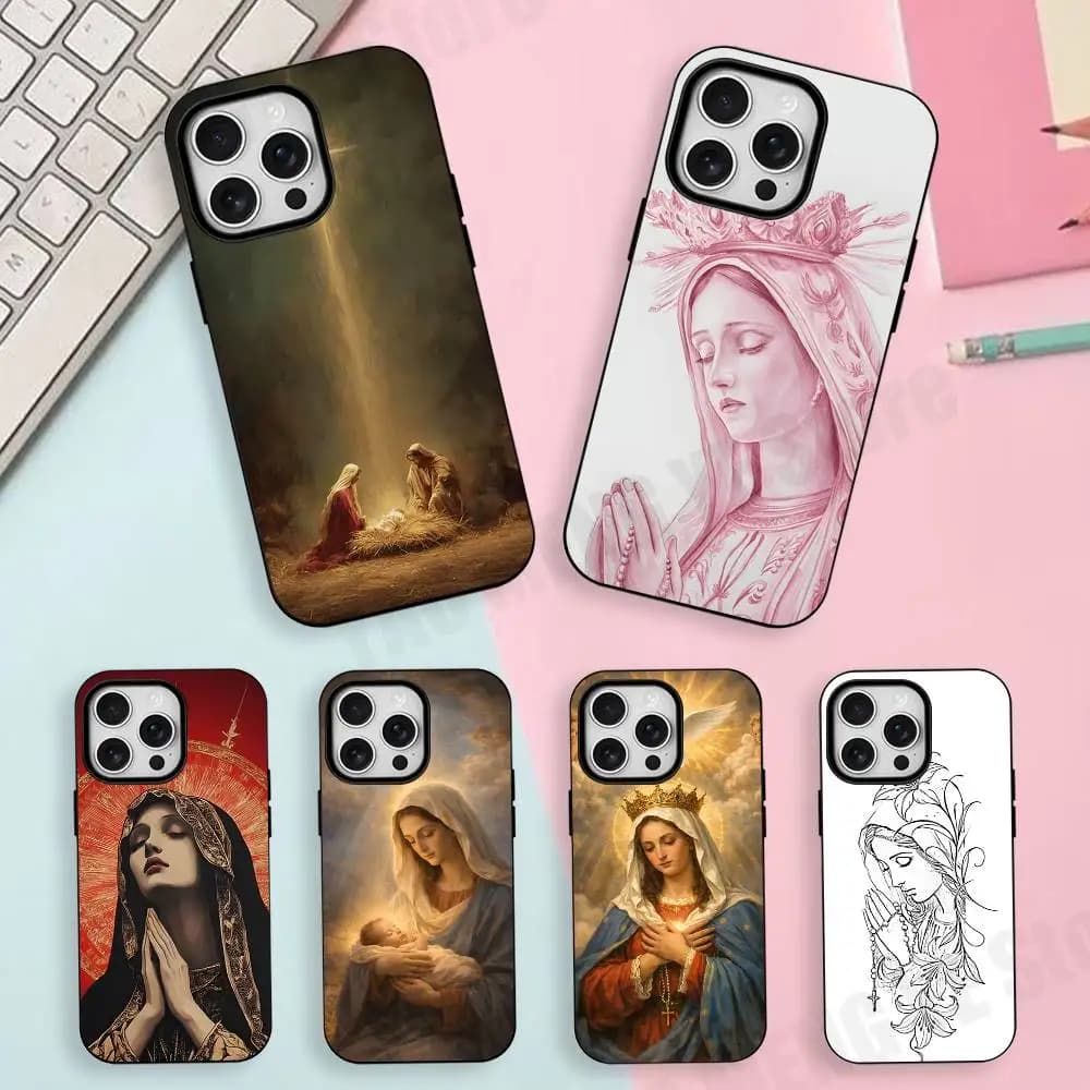 Virgin Mary For Iphone 18 17 16 15 14 13 12 Pro Mini Max XS Case Frosted Magnetic Shockproof Cover