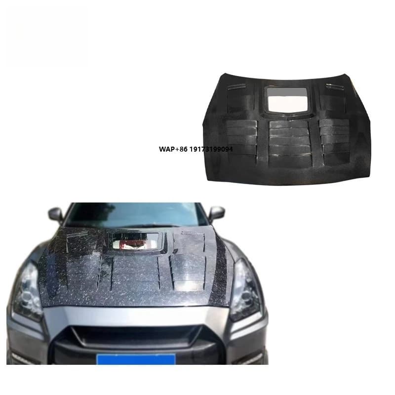 GT-R 2009-2015 New Transparent Carbon Fiber Hood Retrofit Upgrade with Screws