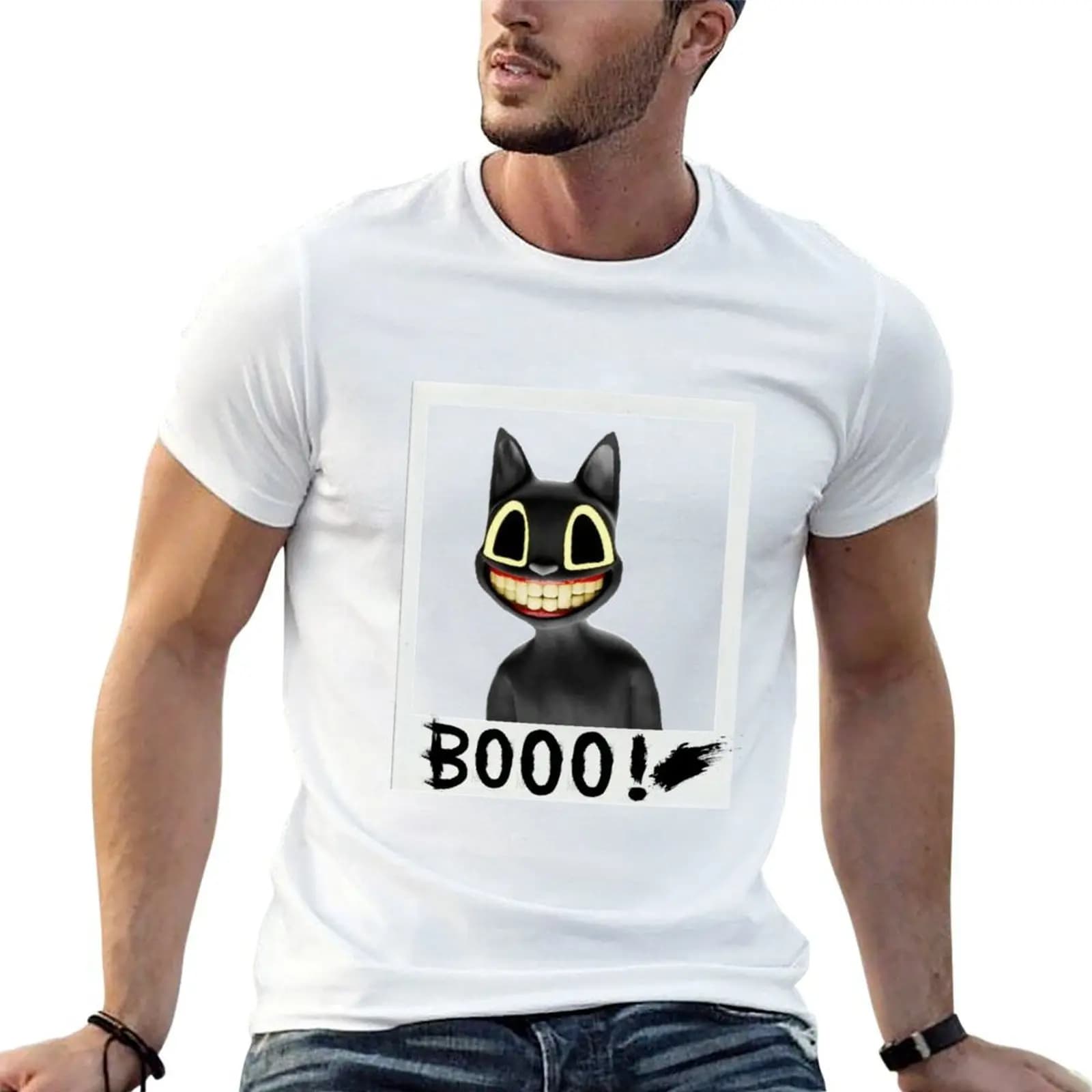 Cartoon cat boooo T-Shirt cotton man t-shirts anime shirt shirts men