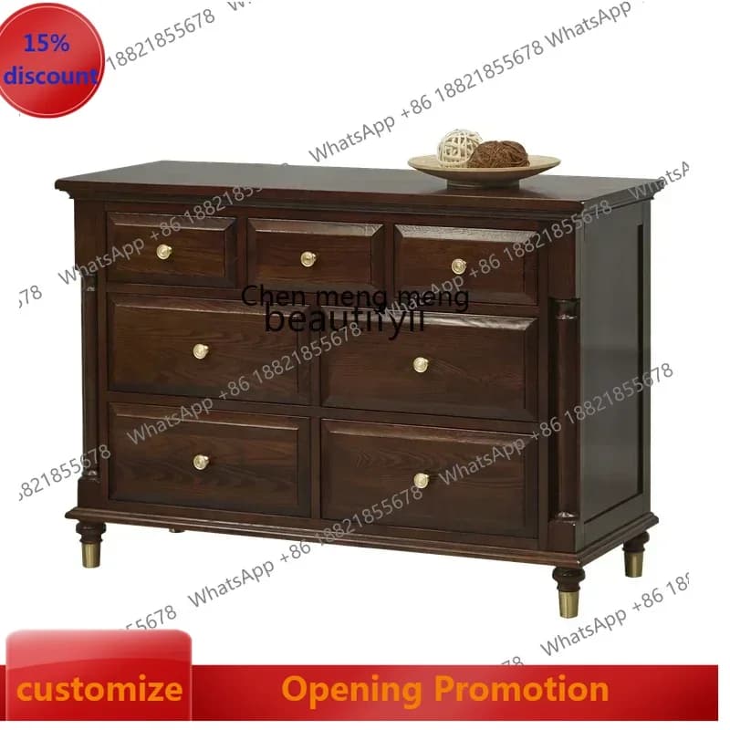 smt7486 Light luxury seven-chest cabinet drawer all solid wood American porch storage side cabinet ss 7486