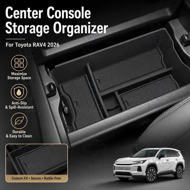 For Toyota RAV4 2026 Center Console Armrest Storage Box Organizer Car Modification Accessories Compatible Parts