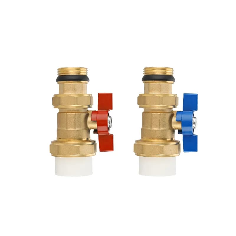 Straight sleeve valve floor heating water separator, inlet and return water valve PPR single hot melt outer wire brass ball