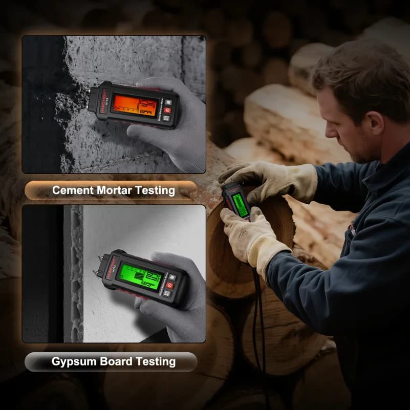 Digital Wood Moisture Meter Humidity Tester for Firewood Lumber Flooring Brick Cement Mortar Gypsum Board Building Materials
