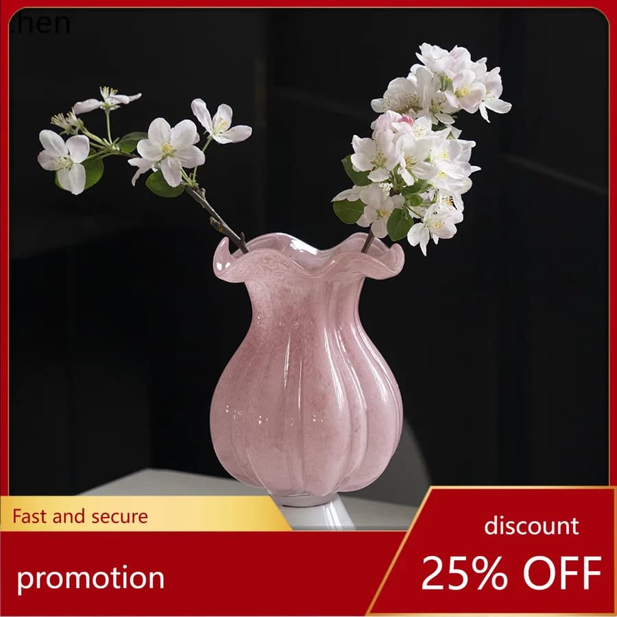 HXL Pink Desktop Flower Vase Table Decoration Vase