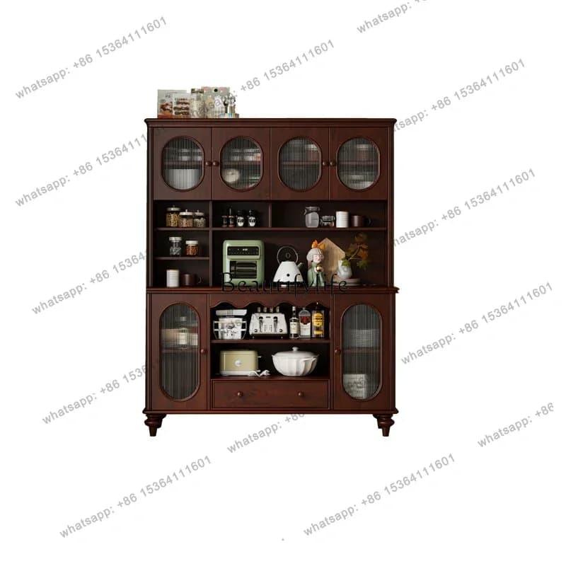 56-*Wabi Sandy Wind Solid Wood Dining Side Cabinet Living Room Against the Wall Multifunctional Storage Tea Cabinet
