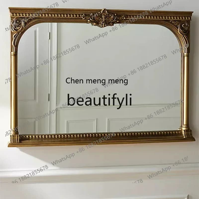ss8350 French retro square full-length mirror wall-mounted living room entrance decorative bedroom floor-to-ceiling fitting mirr
