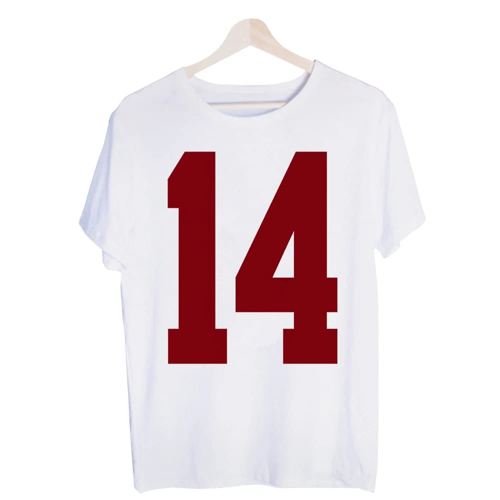 Men's Number 14 Graphic Tee, Short Sleeve Crew Neck T-Shirt for Casual Daily Wear and Sports-Inspired Outfits