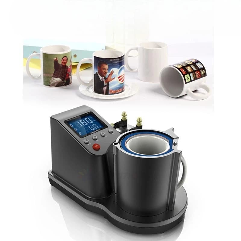 New mini pneumatic cup baking machine, vertical mug heat transfer machine