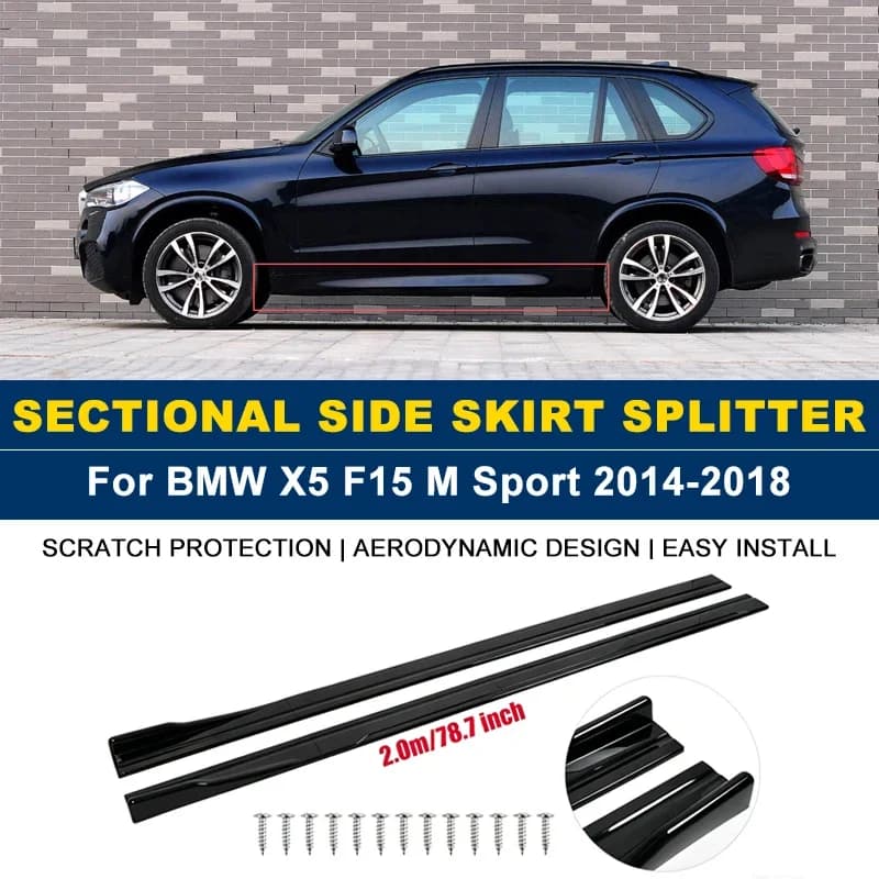 Side Skirts Extension Rocker Panel Splitter For BMW X5 F15 M Sport 2014-2018 2M 78.7" ABS Plastic Car Exterior Tuning