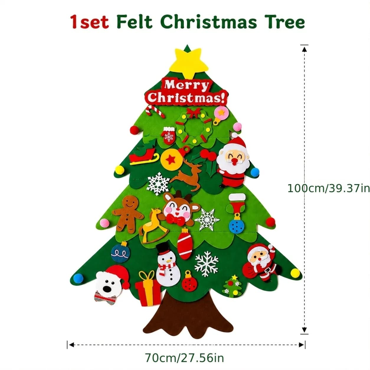 Christmas Hanging Felt Ornaments Set Santa Snowman Cookie Man Pendants Soft Fabric Tree Decor For Indoor Xmas Holiday Home Party
