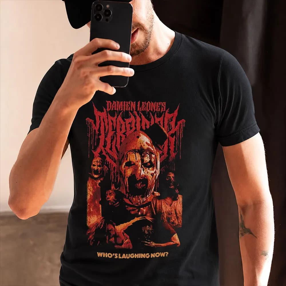 Retro Horror Movie Terrifier Art The Clown Killer Scary Halloween Gift T Shirt 0807 Short Sleeve Graphic clothes All size tops
