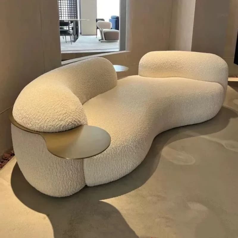Cream wind creative clothing store beauty salon hotel curved sofa light luxury Italian small apartment living room pea sofa