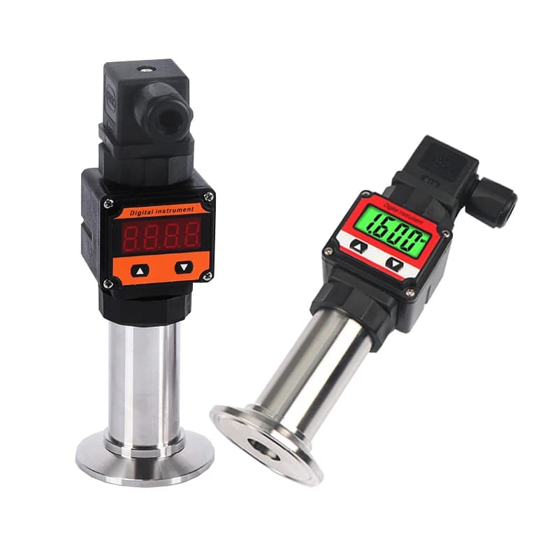 LED LCD Digital Hygienic Diaphragm Pressure Transmitter 20bar Clamp Flush Flat Pressure Sensor with for Food Pharmaceutical Use