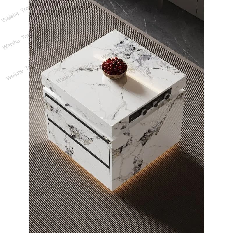 Light luxury minimalist separate island cabinet, rock slab with sink, middle guide table cabinet, storage cabinet