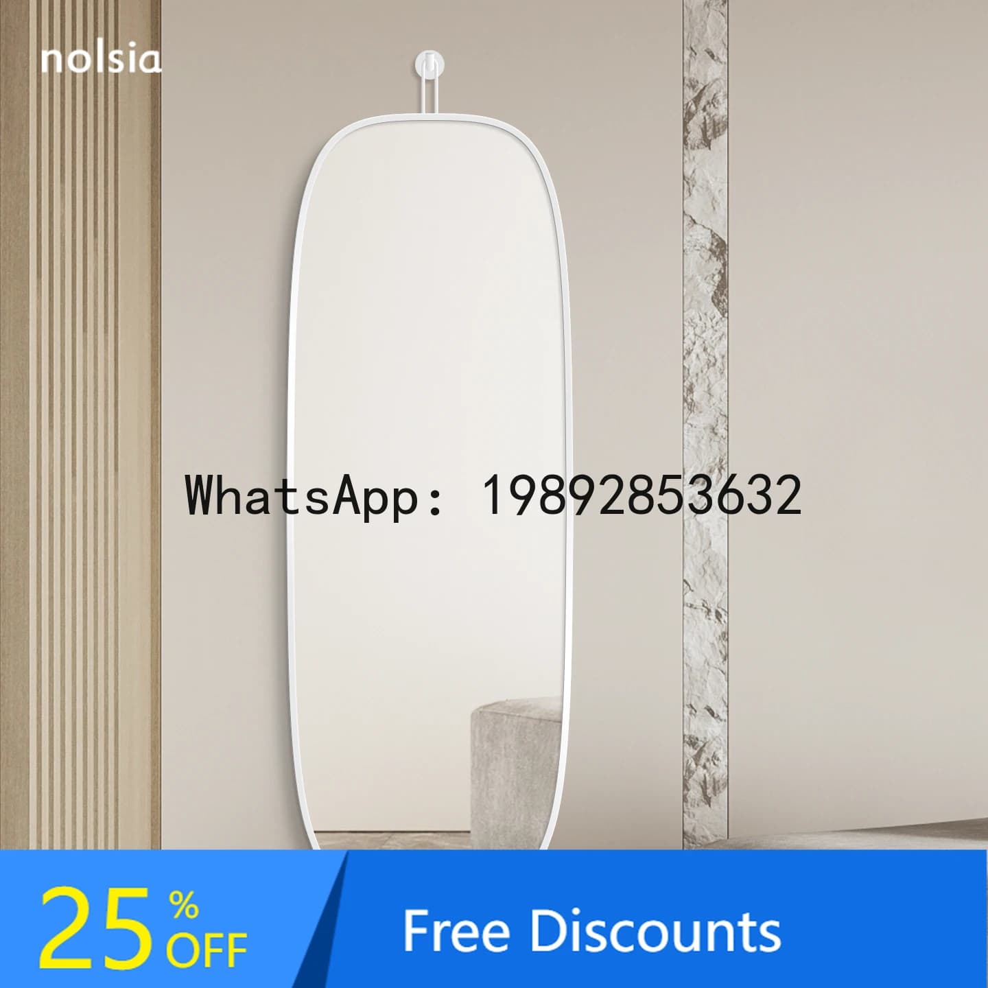 YFY French Style High-Definition Dressing Mirror Wall-Mounted  Wall Hanging Full-Length Mirror Wall-Sticking Entrance Hallway
