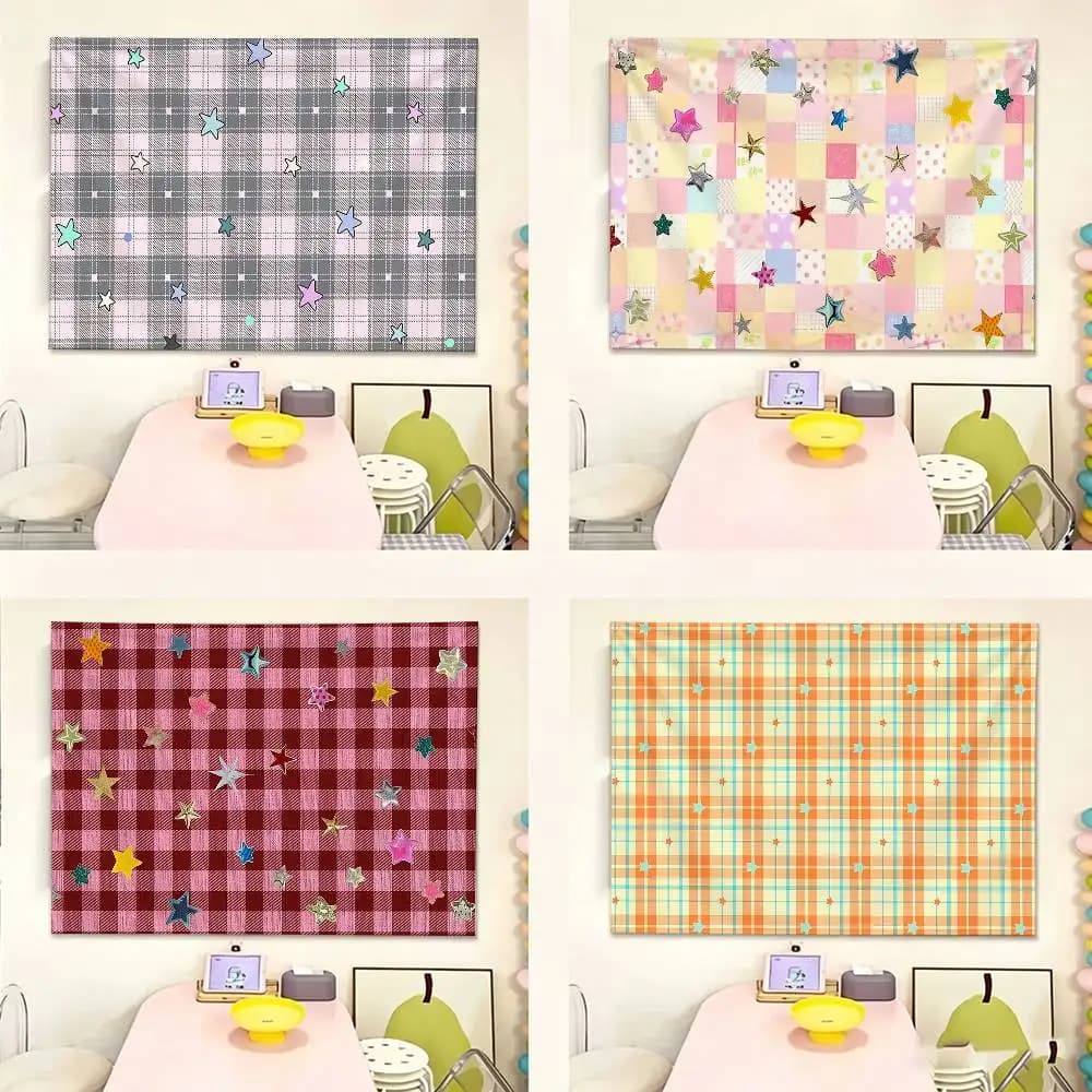 Fashion Plaid Element   Flags Suitable For Party Club Outdoor Interior Wall Decoration Banner Fans Gift