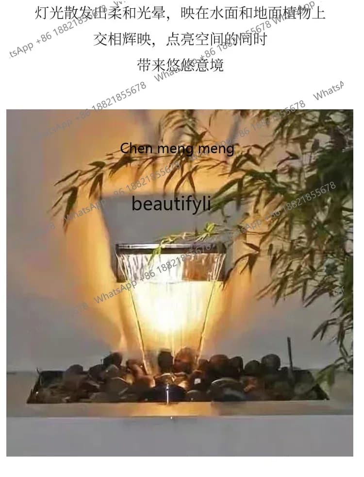 cn8617 ssWaterfall outlet matte courtyard water curtain flowing water landscaping wall stainless steel artificial stacked water