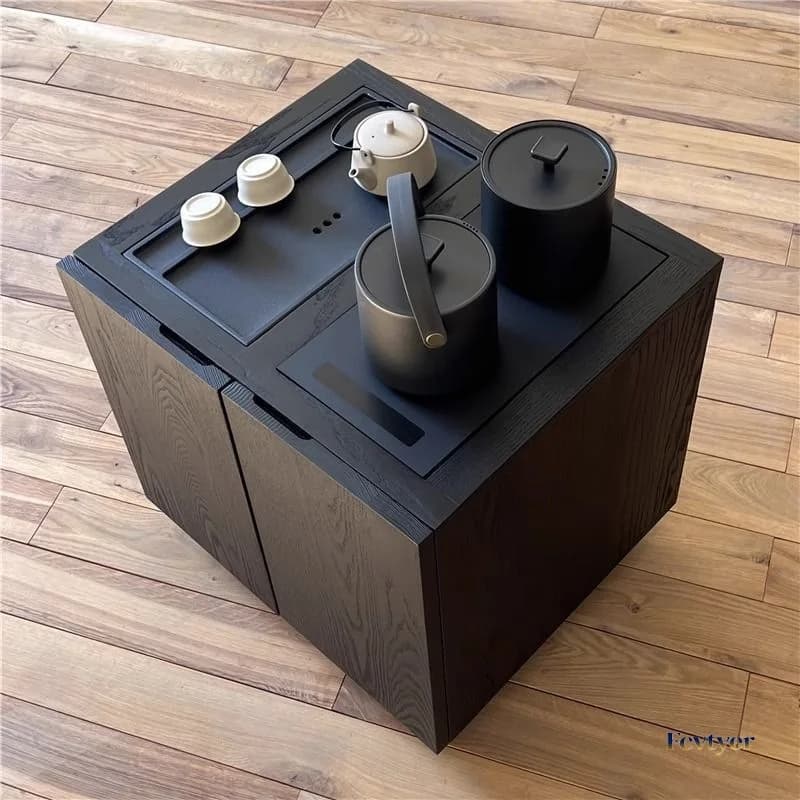 DSA solid wood tea cabinet wabi-sabi wind living room side table mobile tea table small apartment household solid wood coffee