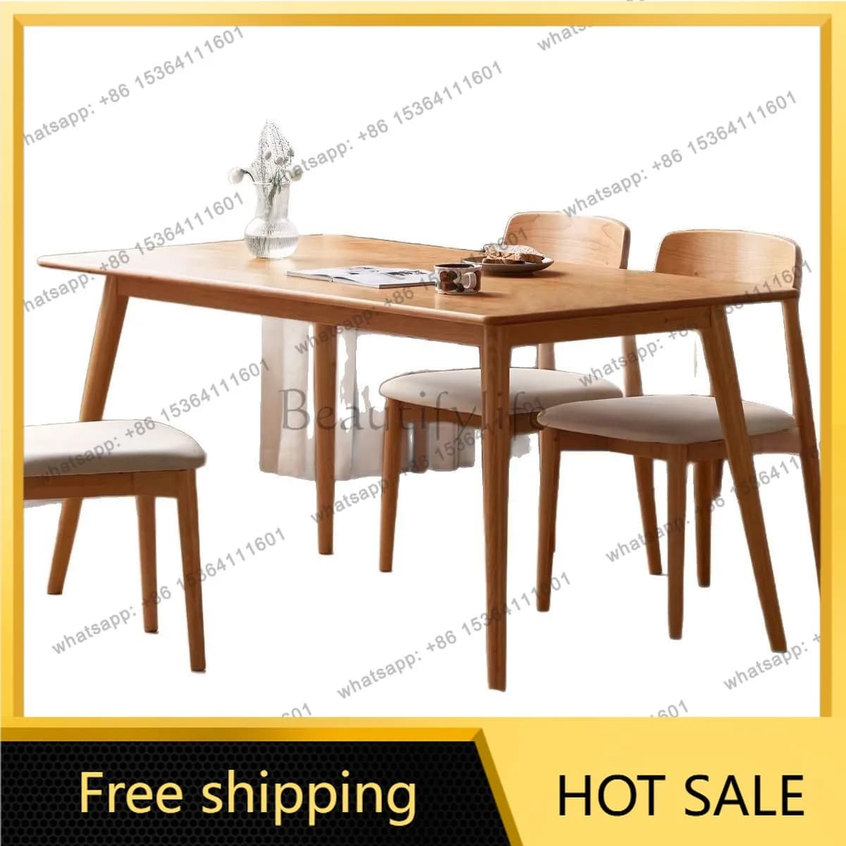 Factory Direct Sales Solid wood dining table Cherry wood square table Worktable Simple and stylish