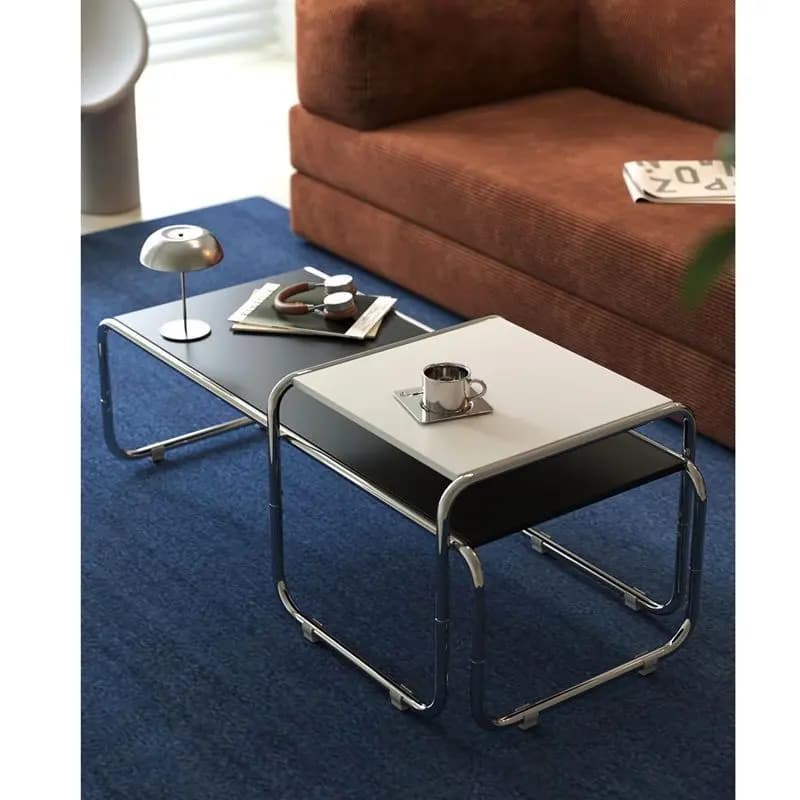 Light combination stainless steel tae table medieval alignment designer coffee tea table square edge few Bauhaus furniture