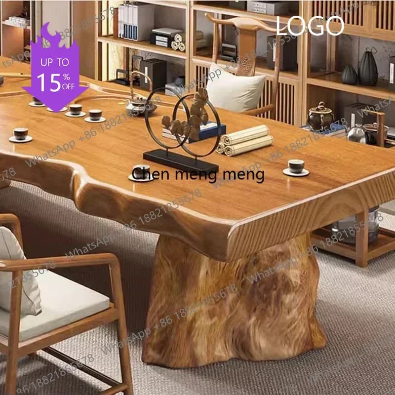 D80 Vintage Wood Coffee Tables Living Room Modern Luxury Boss Reception Coffee Tables Conference Villa Furniture Mesa De Centro