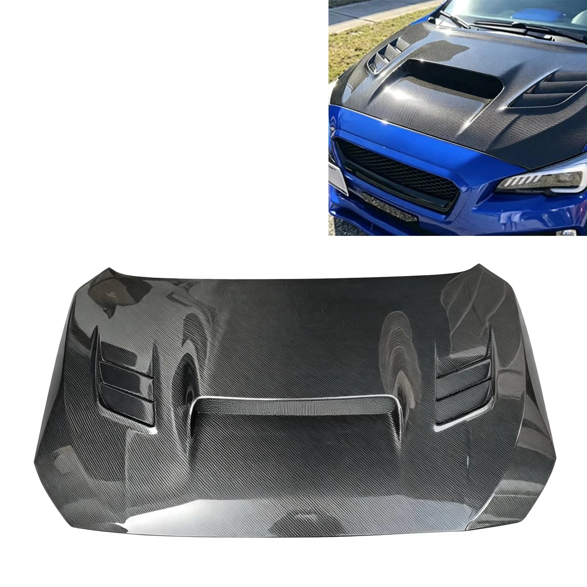 VRS Style Carbon Fiber Engine Hood Bonnet for Subaru WRX STI VA Impreza 11th Gen 2015-2021 VAB VAF Vented Hood
