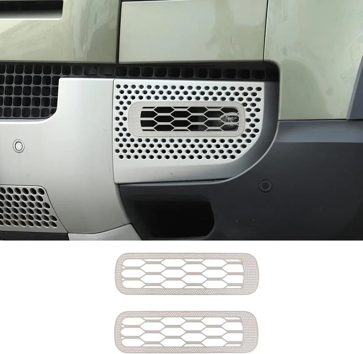 Alloy Front Fog Light Lamp Frame Trim Cover For Land Rover Defender 90 110 2020-2025 Lamp Hoods Guard Decorative Car Accessories