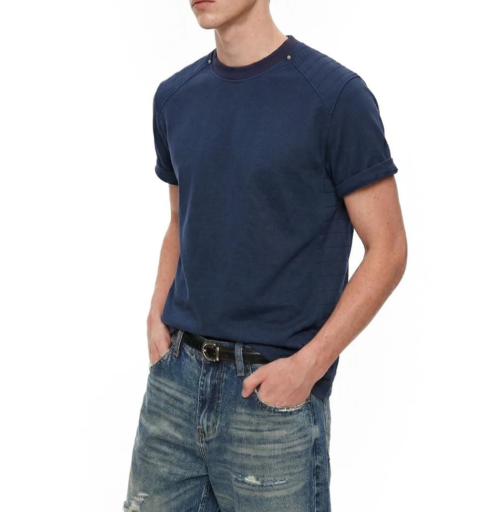 2026 Summer Cut Soft Anti-wrinkle Stand-up Composite Casual Short Wide Front Shoulder T Short-sleeved Top for Men and Women