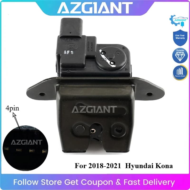 AZGIANT Tailgate Lock Back Door Lock for Hyundai Kona Rear Trunk Lid Lock #81230-J9000 4Pin Durable Auto Parts
