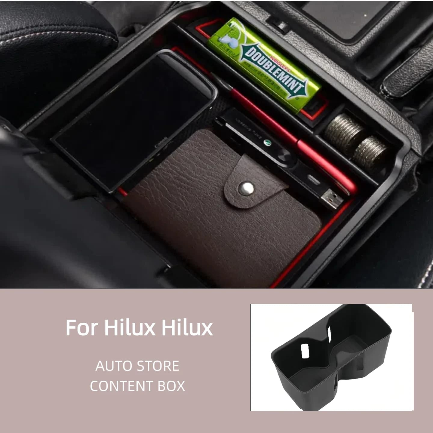 For Hilux Armrest Box Storage Box 15-24 Runner Modified Central Storage Storage Box