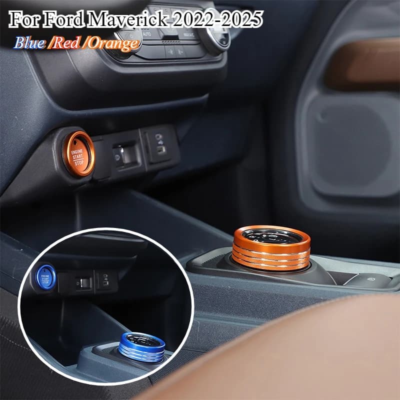 Car Accessories For 2022 2023 2024 2025 Ford Maverick Aluminum Center Console Volume Knob Ring Cover Kit Auto Interior Decorate