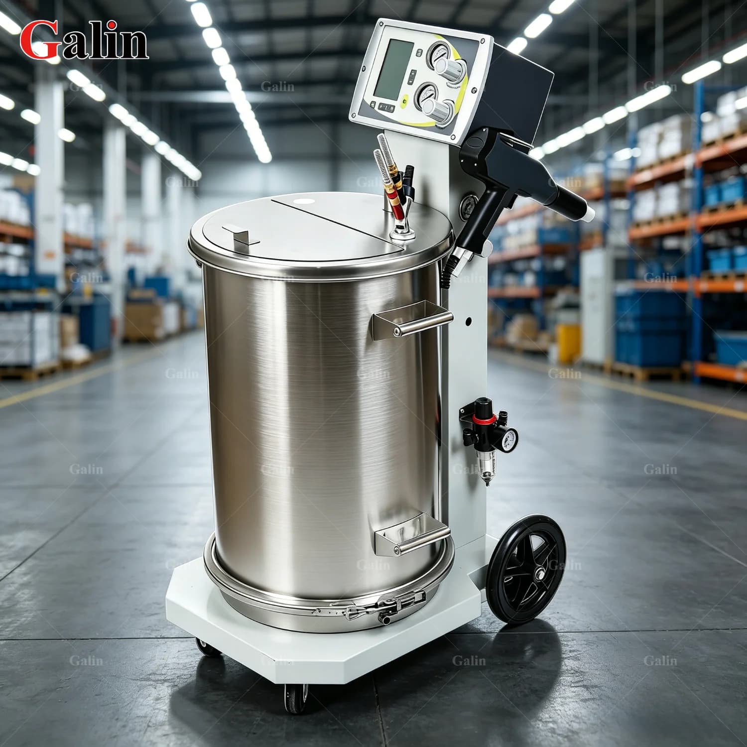 Powder Coating System 55L Powder Hopper LCD Display 90-95% Transfer Rate for Industrial Spray Line