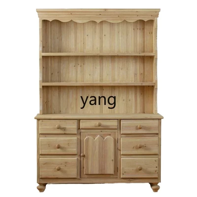 LTT American rural pastoral retro solid wood storage cabinet large capacity living room bookcase porch cabinet