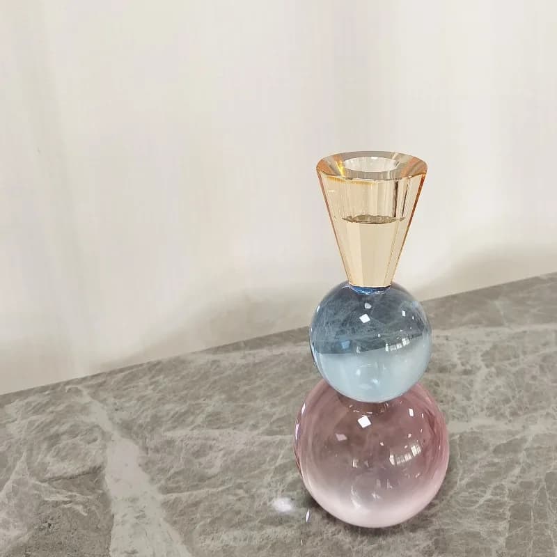 1Pc Bubble Ball Shape Candle Holder Ornaments Transparent Glass Candlestick Desk Decoration Wax Melt Burner Home Aroma Container