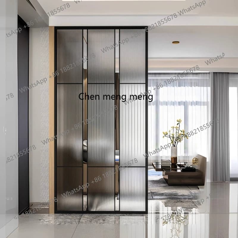 Changhong glass partition wrought iron screen dry and wet area simple modern restaurant stainless steel