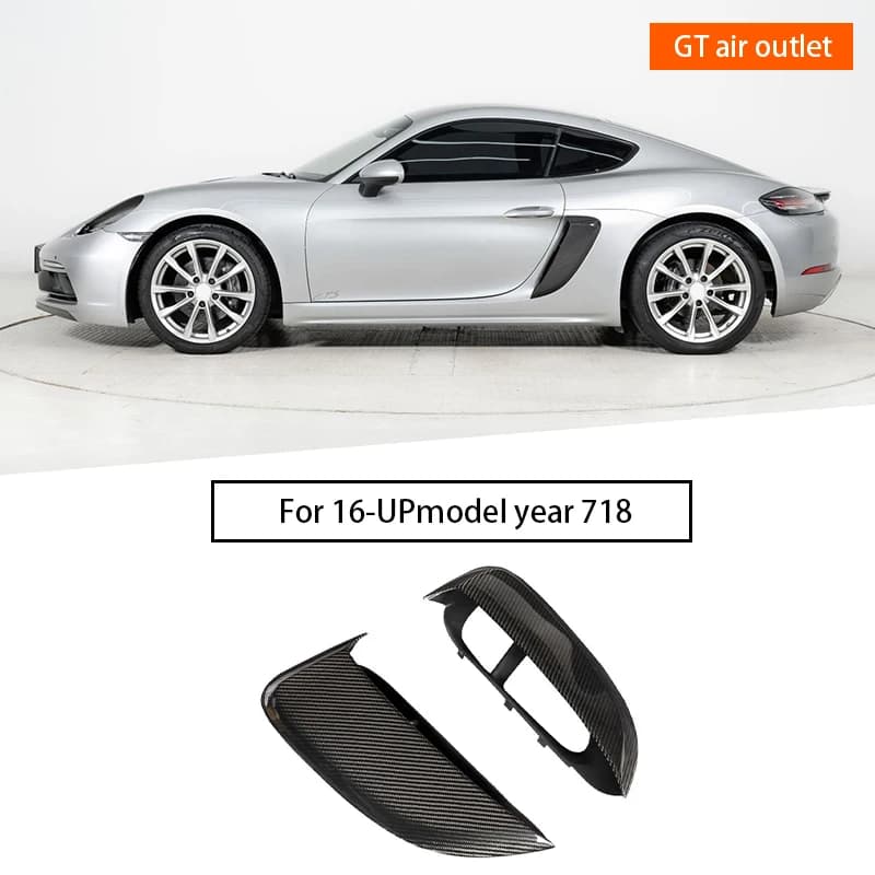 2016-UP For 718 Upgrade GT4 2PCS Real 100% Dry Carbon Fiber Side Air Vent Replacement Fender Air Outlet for Porsche 718 982