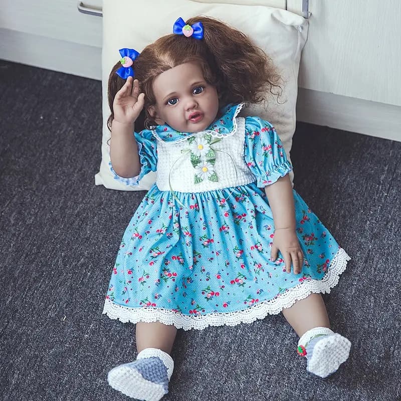Life Size Realistic Female Cute Silicone Baby That Drink Milk Reborn 24 Inch Finished African American Dolls for Kids