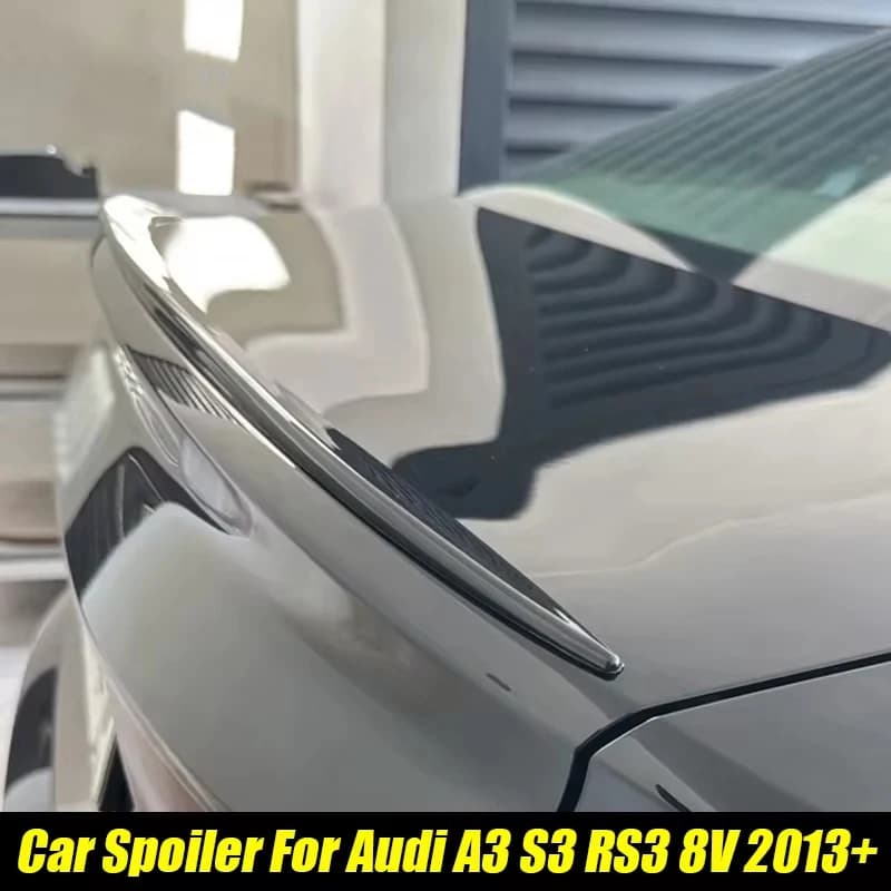 For Audi Accessories A3 S3 RS3 8V S Line A4 A5 A6 C8 2013-2026 Car Rear Trunk Spoiler Wing Gloss Black Soft Plastic