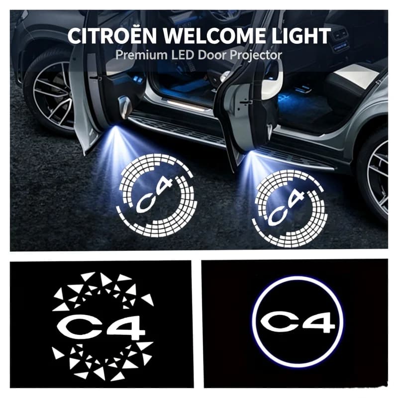 - 2PCS Ghost Shadow LED Car Door Courtesy Projector Welcome Lamps For Citroen C4 C‑Quatre Interior Modification Accessories