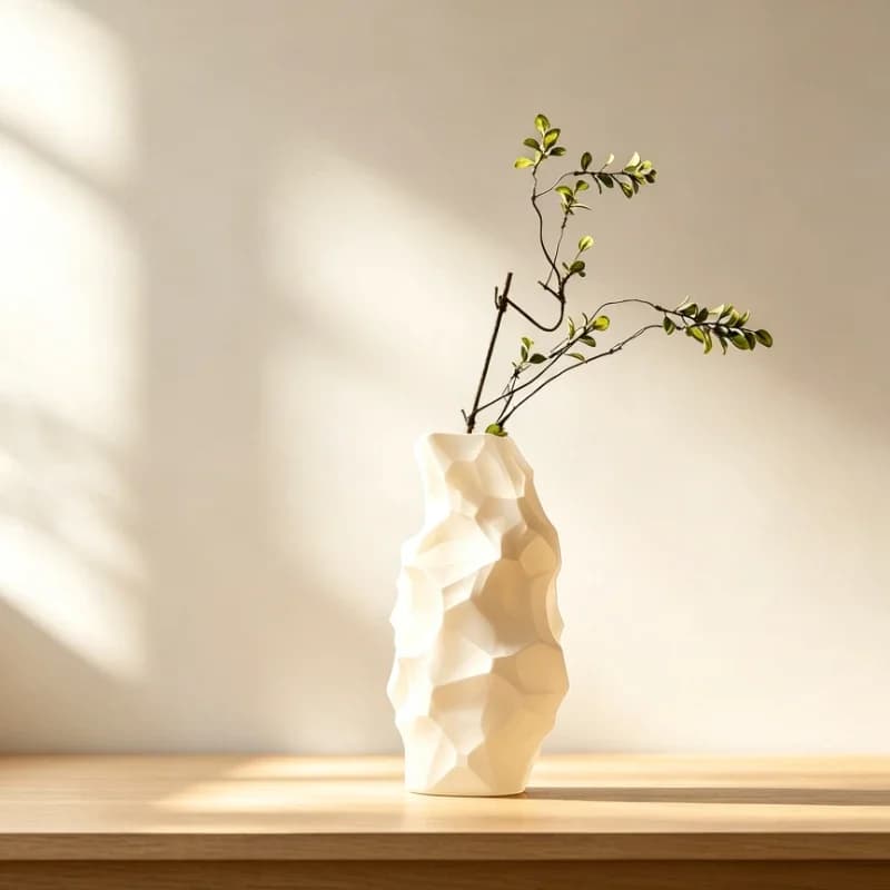 Minimalist Matte Ceramic Vase Irregular Rock Texture Decor Vase Flower Container for Hydroponic Plant Living Room Home Ornament
