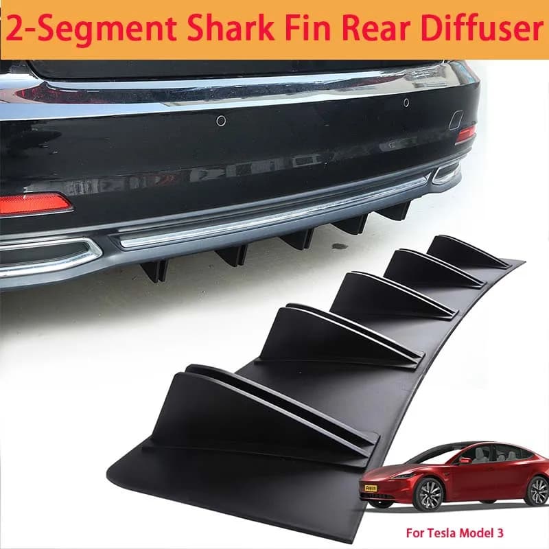 For Tesla Model 3 Shark Fin Rear Diffuser Split Chassis Spoiler Auto Aerodynamic Parts Aerodynamic Modification