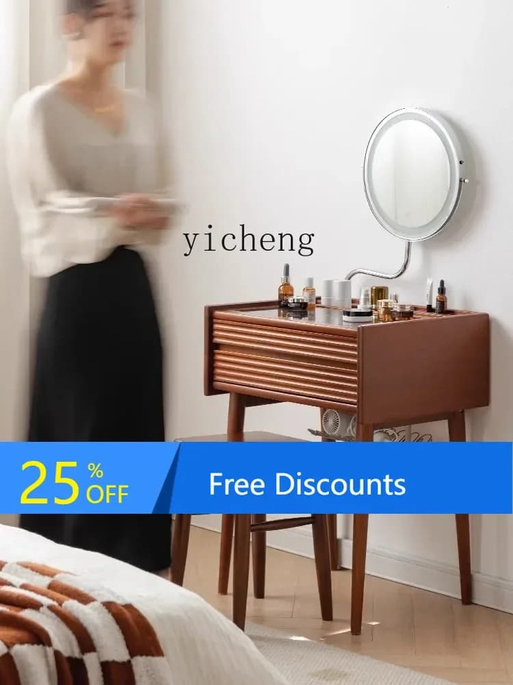 LYY Solid Wood Dressing Table Retro Nordic Dressing Table Simple Bedside Storage Mini Makeup Table
