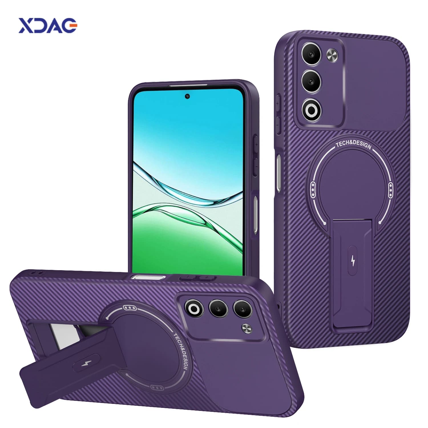 Magnetic Carcasas Case for OPPO A5 A5i Pro A5m 4G 5G Carbon Fiber Texture Foldable Bracket Original Internal Flocking Back Cover
