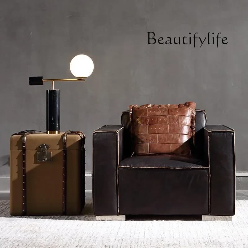 M American Retro Industrial Style Old Linen Storage Box, Living Room Decoration Box, Retro Side Table