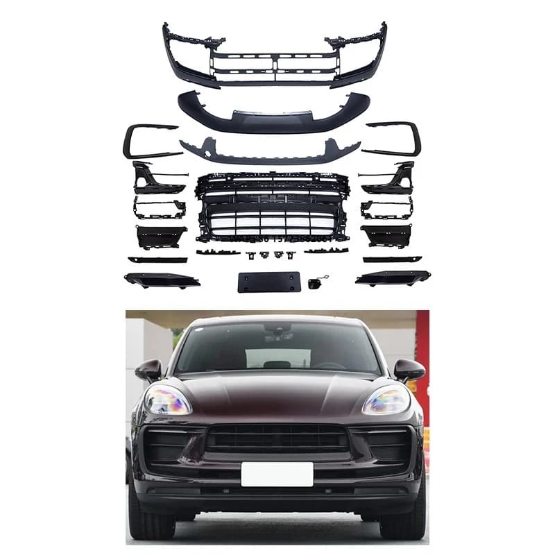 2014-2021 Front Bumper Upgrade Turbo GTS Conversion Kit with Bolt-On Installation for Retrofit for Macan