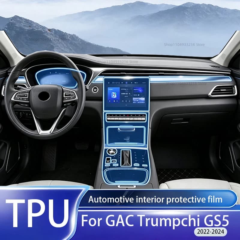 Transparent TPU Protective Film Anti-scratch For GAC Trumpchi GS5 2022-2024 Car Interior Center Console Dashboard Navigation PPF