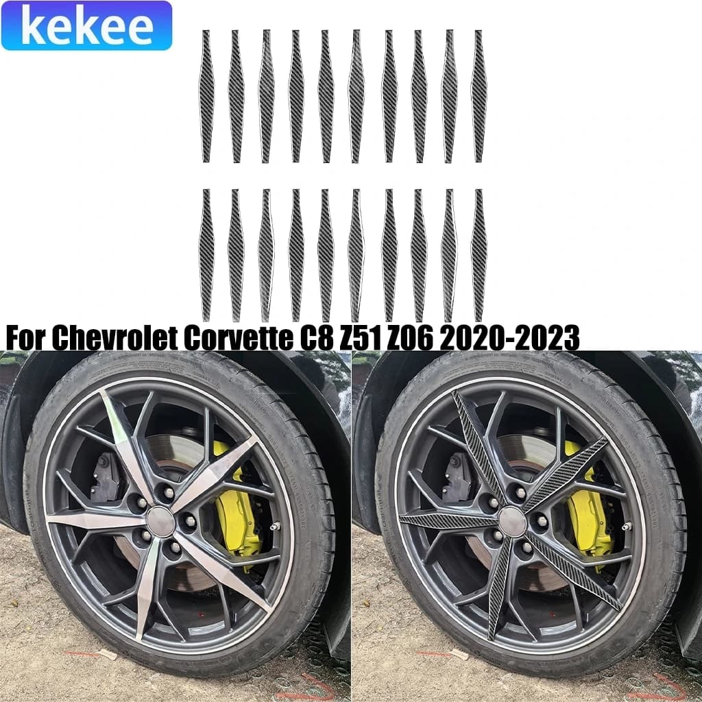 For Chevrolet Corvette C8 Z51 Z06 2020-2025 Carbon Fiber Wheel Decorative Strip Car Accessories Exterior Cover Stickers Trim