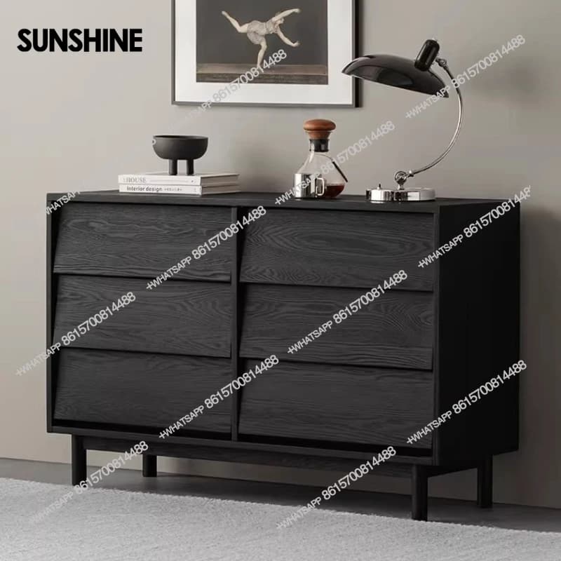 solid wood, large-capacity storage in the bedroom, end of  bed, storage drawer in   living room against   wall