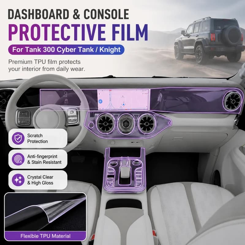 For Tank 300 Cyber Tank/Knight Screen Center Console Interior Car Sticker TPU Protective Film Special Paint Accessories